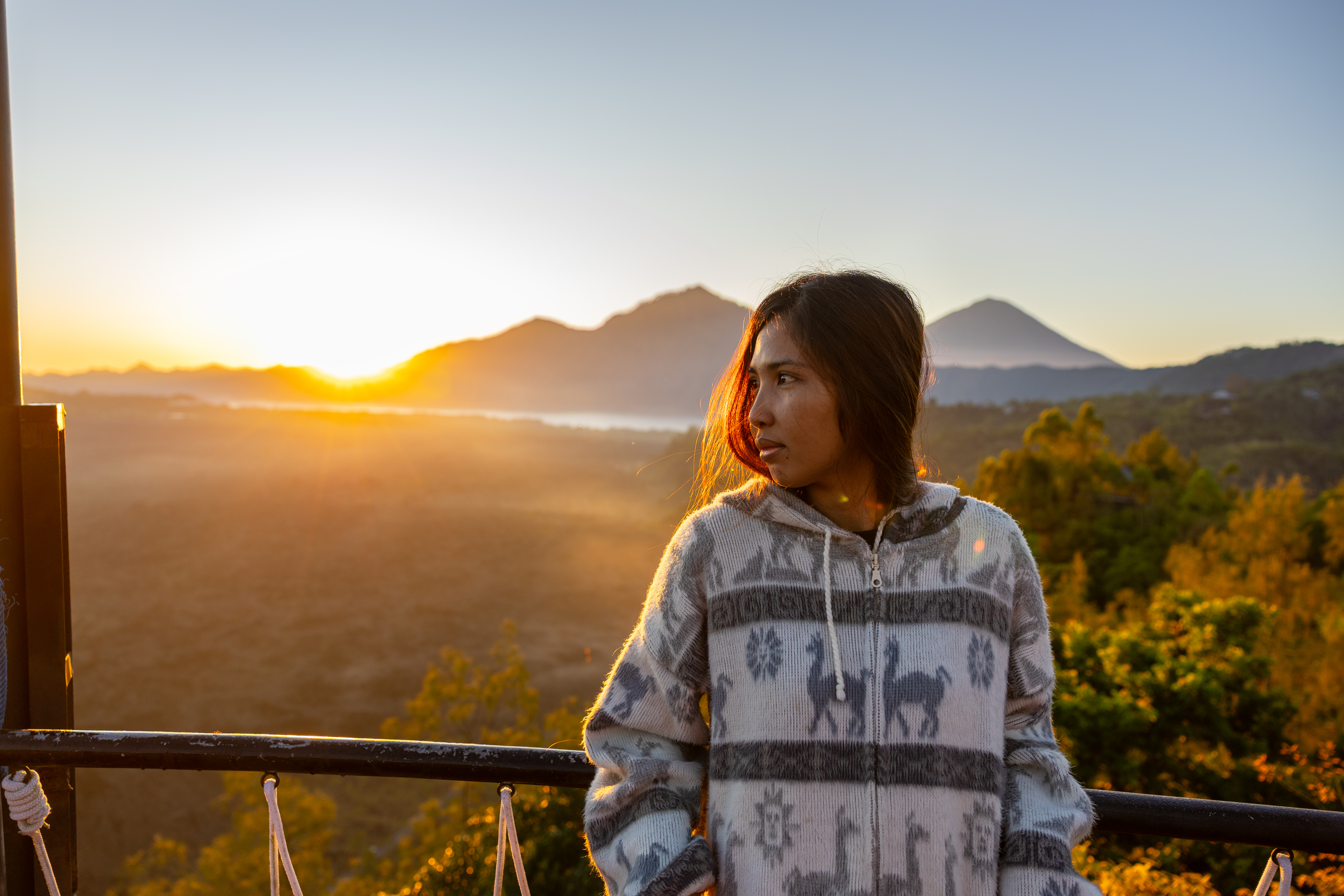 Friends at Lunamoon Kintamani with Mount Batur views