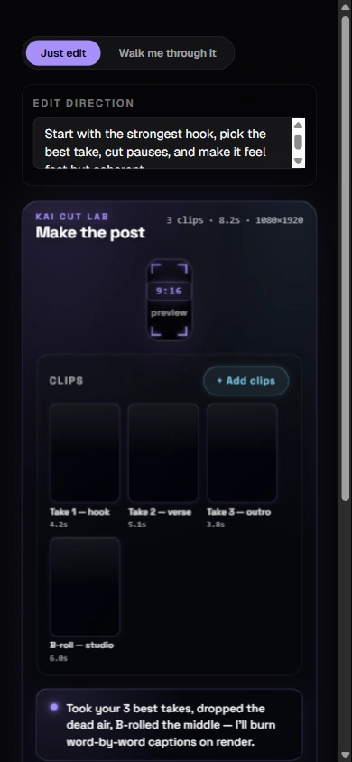 Seenstage CutLab mobile editing workspace