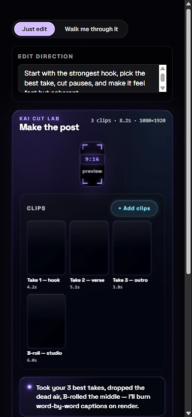 Seenstage CutLab mobile editing workspace